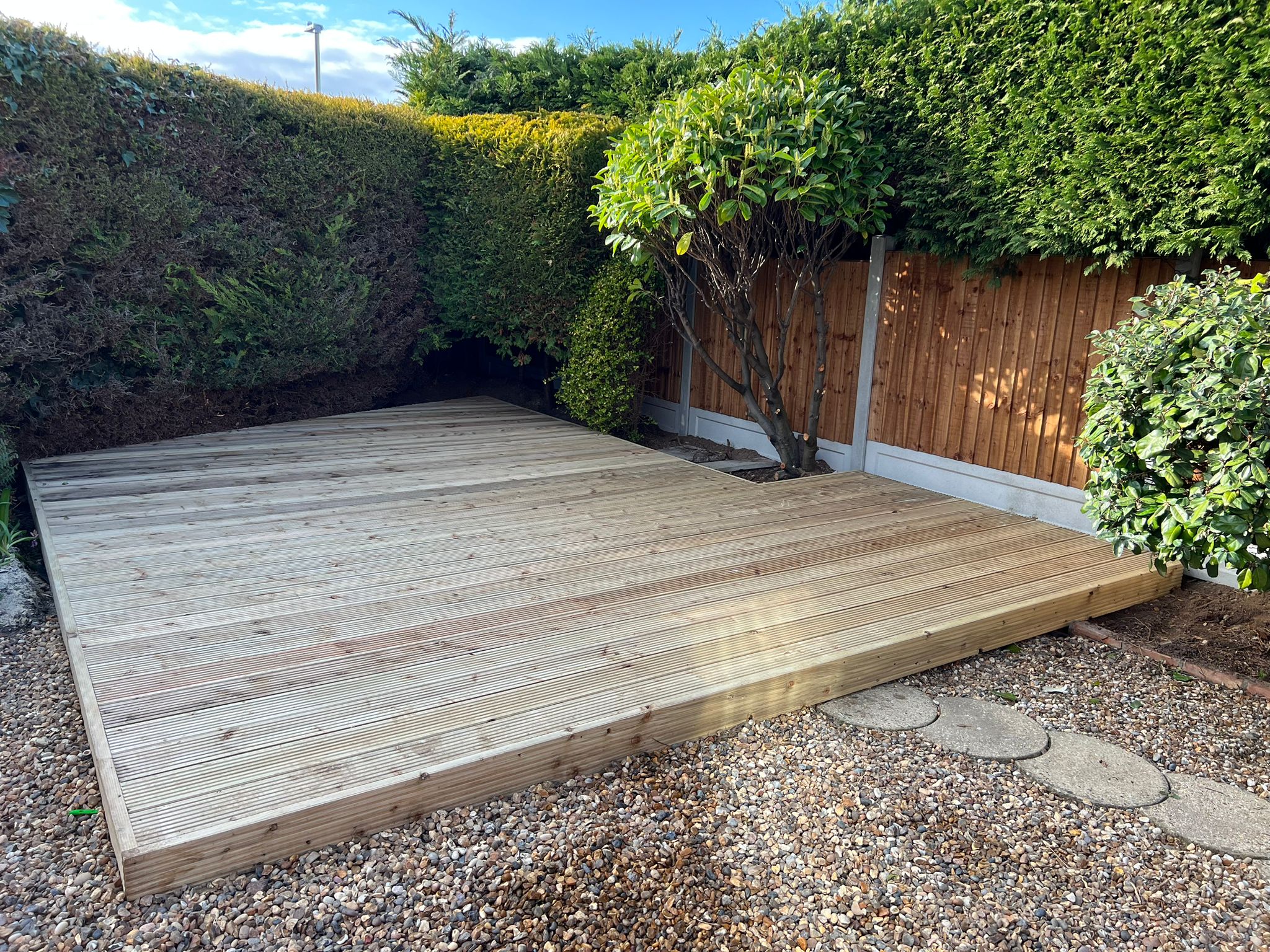 Garden decking installation